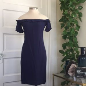 Navy blue off the shoulder dress